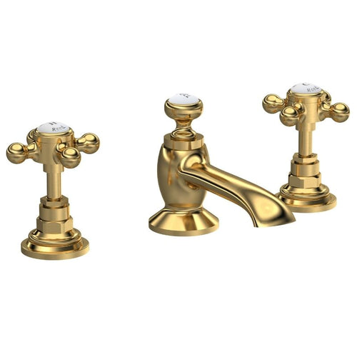 Hudson Reed Brass Topaz Crosshead 3-Hole Bathroom Basin Mixer, 14 Turn Ceramic Discs BC807HX