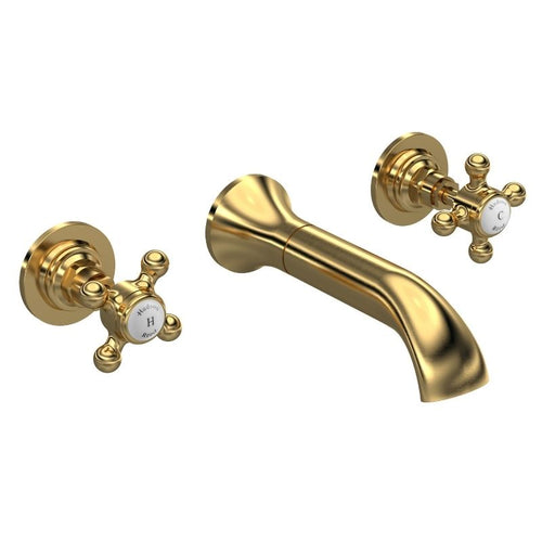 Hudson Reed Brass Topaz Crosshead 3-Hole Wall-Mounted Bathroom Basin Mixer, 14 Turn Ceramic Discs BC817HX