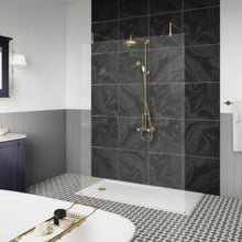 Load image into Gallery viewer, Hudson Reed Brushed Brass Wetroom Screen,  Shower Screen With Brass Arms &amp; Feet - 1950x1400mm
