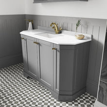 Load image into Gallery viewer, Hudson Reed Old London 4-Door Angled Vanity Unit &amp; 1TH Marble Top Bathroom Basin, Storm Grey - 1000x810mm
