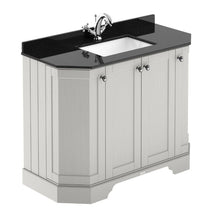 Load image into Gallery viewer, Hudson Reed Old London 4-Door Angled Vanity Unit &amp; 1TH Marble Top Bathroom Basin, Timeless Sand - 1000x810mm Black Marble LOF484
