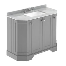 Load image into Gallery viewer, Hudson Reed Old London 4-Door Angled Vanity Unit &amp; 3TH Marble Top Bathroom Basin, Storm Grey - 1000x810mm Grey Marble LOF287
