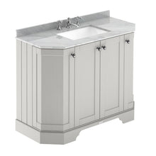 Load image into Gallery viewer, Hudson Reed Old London 4-Door Angled Vanity Unit &amp; 3TH Marble Top Bathroom Basin, Timeless Sand - 1000x810mm Grey Marble LOF485
