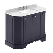 Load image into Gallery viewer, Hudson Reed Old London 4-Door Angled Vanity Unit &amp; 3TH Marble Top Bathroom Basin, Twilight Blue - 1000x810mm White Marble LOF386
