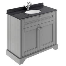 Load image into Gallery viewer, Hudson Reed Old London Bathroom Cabinet Vanity Unit &amp; 1TH Marble Top Bathroom Basin, Storm Grey - 1000x890mm
