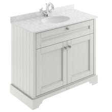 Load image into Gallery viewer, Hudson Reed Old London Bathroom Cabinet Vanity Unit &amp; 1TH Marble Top Bathroom Basin, Timeless Sand - 1000x890mm Grey Marble LOF478
