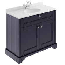 Load image into Gallery viewer, Hudson Reed Old London Bathroom Cabinet Vanity Unit &amp; 1TH Marble Top Bathroom Basin, Twilight Blue - 1000x890mm Grey Marble LOF378
