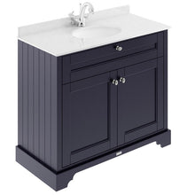 Load image into Gallery viewer, Hudson Reed Old London Bathroom Cabinet Vanity Unit &amp; 1TH Marble Top Bathroom Basin, Twilight Blue - 1000x890mm White Marble LOF377

