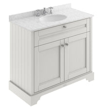 Load image into Gallery viewer, Hudson Reed Old London Bathroom Cabinet Vanity Unit &amp; 3TH Marble Top Bathroom Basin, Timeless Sand - 1000x890mm Grey Marble LOF481

