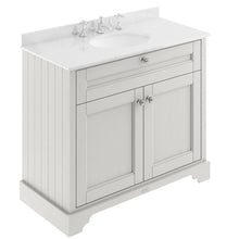 Load image into Gallery viewer, Hudson Reed Old London Bathroom Cabinet Vanity Unit &amp; 3TH Marble Top Bathroom Basin, Timeless Sand - 1000x890mm White Marble LOF480
