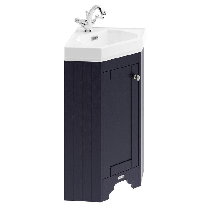 Hudson Reed Old London Corner Cabinet & 1TH Bathroom Basin, Twilight Blue - 595x850mm