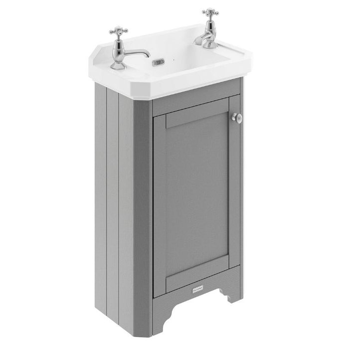 Hudson Reed Old London Small Bathroom Cabinet & 2TH Bathroom Basin, Strom Grey - 515x890mm LOF269