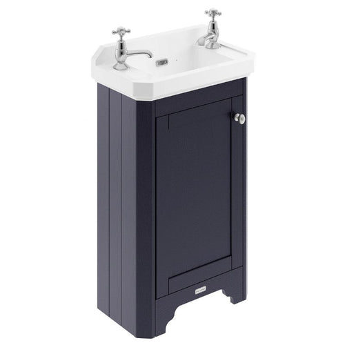 Hudson Reed Old London Small Bathroom Cabinet & 2TH Bathroom Basin, Twilight Blue - 515x890mm LOF369