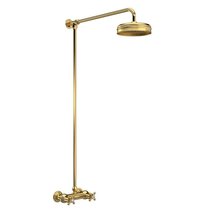 Hudson Reed Old London Traditional Thermostatic Shower Valve Kit With 8″ Shower Head Brushed Brass A8118