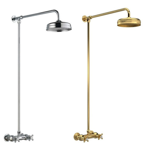 Hudson Reed Old London Traditional Thermostatic Shower Valve Kit With 8″ Shower Head Polished Chrome A3118 Brushed Brass A8118