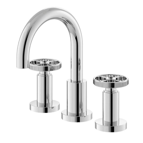 Hudson Reed Revolution 3-Hole Bathroom Basin Mixer, Industrial Style Design With Circular Cross Head Handles TIW337