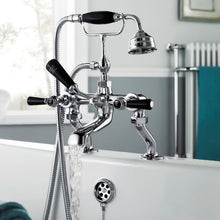 Load image into Gallery viewer, Hudson Reed Topaz Lever Deck-Mounted Bath Shower Mixer, 14 Turn Ceramic Discs Black Topaz BC404HL
