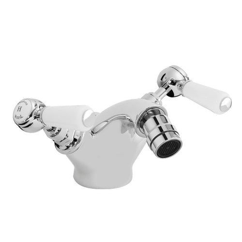 Hudson Reed Topaz Lever Mono Bidet Bathroom Mixer Tap, 14 Turn Ceramic Discs BC306HL White Topaz