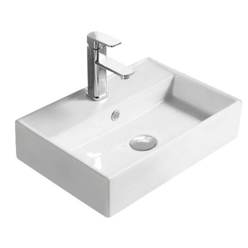 Hudson Reed Vessel Rectangular Countertop Ceramic Bathroom 1TH Basin - 505x124mm NBV178