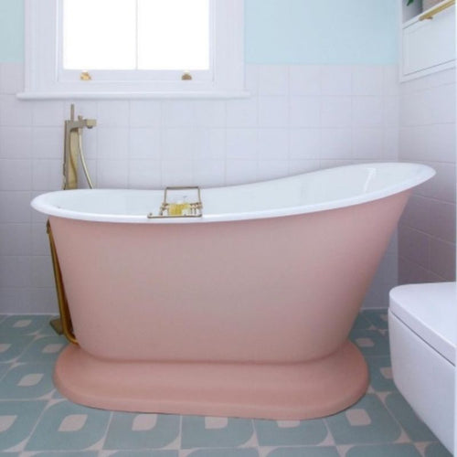 Hurlingham Cameo Freestanding Cast Iron Bath, Painted Roll Top Slipper Bath - 1400x740mm renaissanceathome