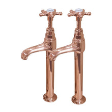 Load image into Gallery viewer, Hurlingham Crosshead Tall Basin Pillar Taps Polished Copper QSS065 Bathroom Sink Taps

