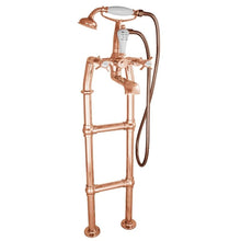 Load image into Gallery viewer, Hurlingham Freestanding Bath Mixer Taps With Large Tap Stand - 1040x180mm BWP025 Polished Copper Stand Pipes
