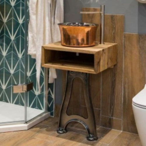 Hurlingham Fruitwood Cube Bathroom Basin Stand, Bathroom Vanity Unit - 500x175mm