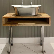 Load image into Gallery viewer, Hurlingham Fruitwood Cube Bathroom Basin Stand, Bathroom Vanity Unit - 900x175mm
