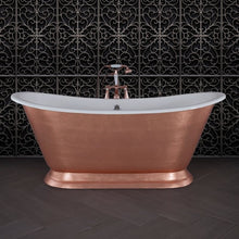 Load image into Gallery viewer, Hurlingham Galleon Cast Iron Freestanding Bath, Hand Gilded Roll Top Boat Bath - 1400x740mm Faux Copper Leaf Finish renaissanceathome
