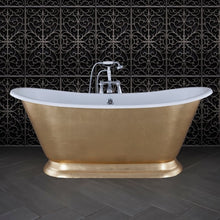 Load image into Gallery viewer, Hurlingham Galleon Cast Iron Freestanding Bath, Hand Gilded Roll Top Boat Bath - 1400x740mm Faux Gold Leaf Finish renaissanceathome

