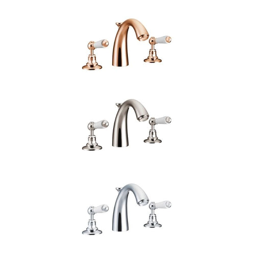 Hurlingham Lever 3-Hole Classical Spout Basin Mixer Taps Sink Taps