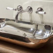 Load image into Gallery viewer, Hurlingham Lever 3-Hole Wall-Mounted Bathroom Basin Mixer Taps Polished Nickel
