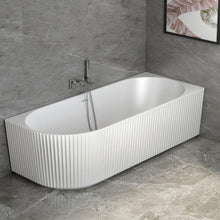 Load image into Gallery viewer, Indulgent Bathing Ripple Textured Shower Bath, Back To Wall Bathtub - 1750x800mm
