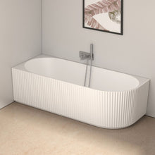 Load image into Gallery viewer, Indulgent Bathing Ripple Textured Shower Bath, Back To Wall Bathtub - 1750x800mm
