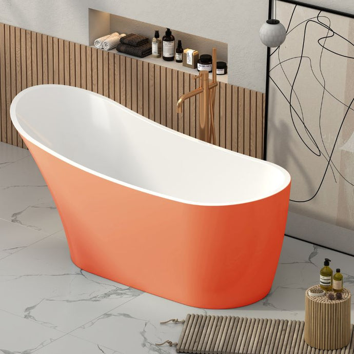 Indulgent Bathing Spindle Acrylic Freestanding Bath, Painted Slipper Bathtub - 1680x730mm