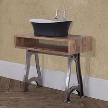 Load image into Gallery viewer, Hurlingham Fruitwood Cube Basin Stand - 900x175mm With Painted Cast Iron Legs
