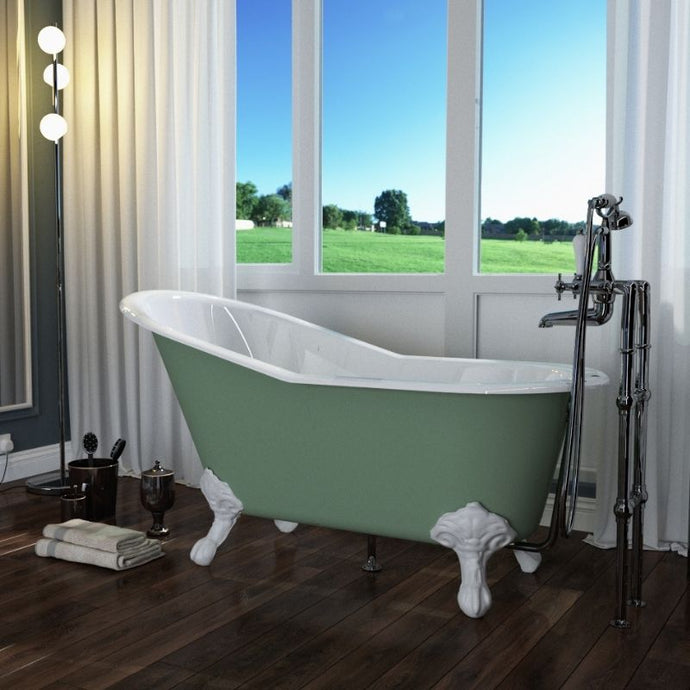 Hurlingham Marlowe Cast Iron Freestanding Bath, Painted Roll Top Boat Bath - 1700x810mm renaissanceathome