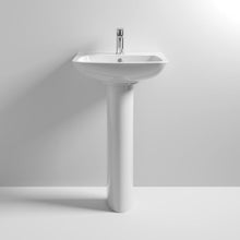 Load image into Gallery viewer, Nuie Ambrose Ceramic Bathroom Wash Basin &amp; Pedestal - 735x500mm
