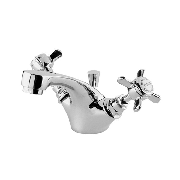 Nuie Beaumont Bathroom Basin Mono Tap Mixer, Traditional Crosshead Basin Mono Tap With Push Up Waste