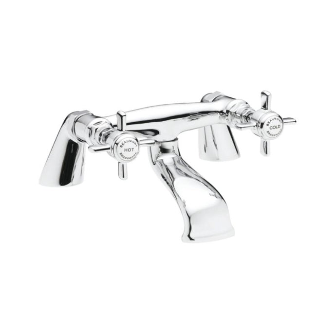 Nuie Beaumont Deck-Mounted Bath Tap Mixer, Traditional Crosshead Bath Filler Tap
