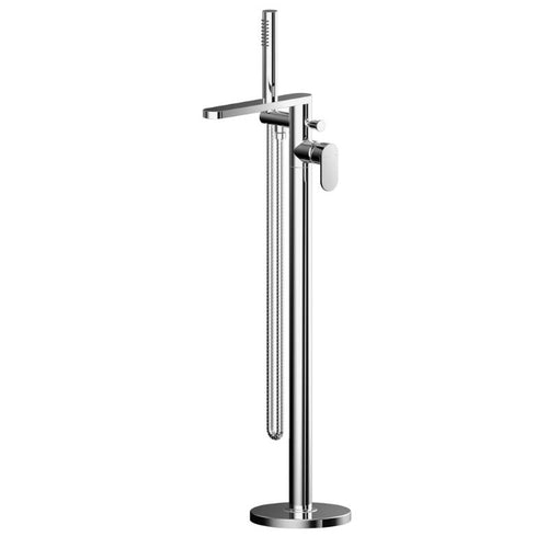 Nuie Binsey Floor Standing Bath Shower Mixer, With Handset & Single Lever Cartridge - 880mm BNI321 Polished Chrome