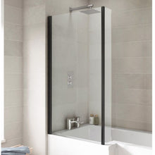 Load image into Gallery viewer, Nuie Black Framed Shower Screen, With Fixed Return Panel - 1400x808mm
