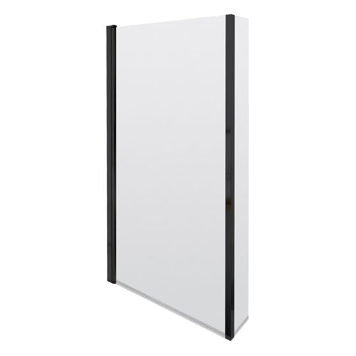 Nuie Black Framed Shower Screen, With Fixed Return Panel - 1400x808mm