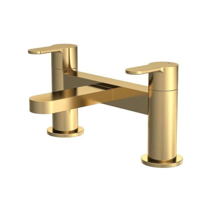 Nuie Deck Mounted 2-Hole Bath Filler, Lever Tap Mixer Brushed Brass ARV803