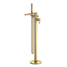 Load image into Gallery viewer, Nuie Floor Standing Bath Shower Mixer, With Handset &amp; Single Lever Cartridge - 880mm Brushed Brass ARV821
