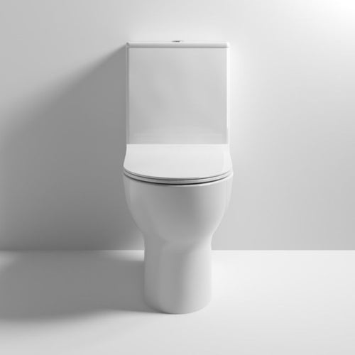 Nuie Freya Back To Wall Rimless Closed Coupled Pan With Cistern, Seat & Chrome Flush Button
