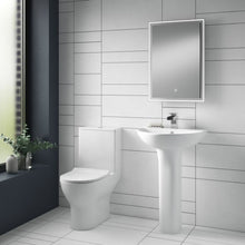 Load image into Gallery viewer, Nuie Freya Back To Wall Rimless Closed Coupled Pan With Cistern, Seat &amp; Chrome Flush Button
