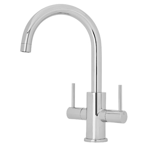 Nuie Mono Kitchen Sink Tap, Curved Swivel Spout With Lever Handles KC319