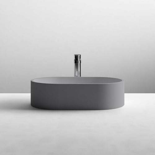 Nuie Oval Ceramic Bathroom Basin - 565x350mm, Matt Grey