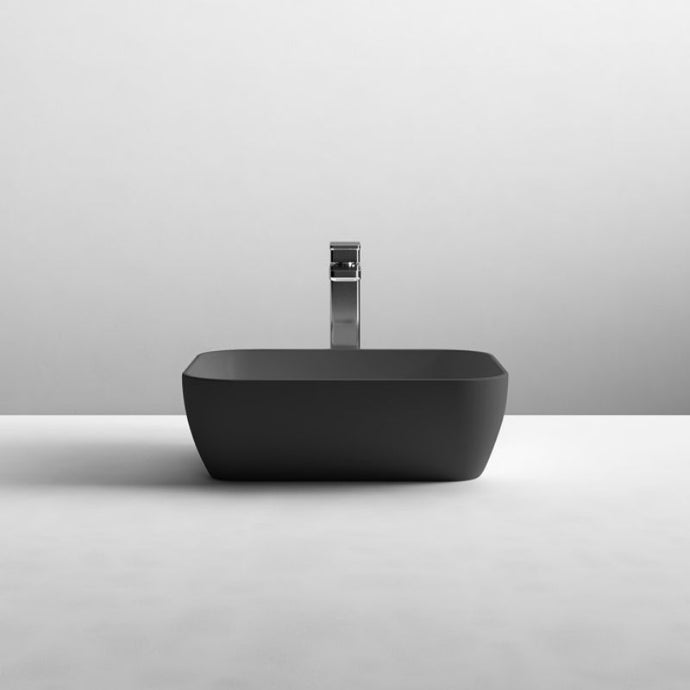 Nuie Rectangular Countertop Ceramic Bathroom Basin - 455x325mm, Matt Black